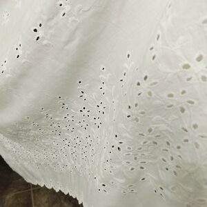 White Eyelet Fabric Shower Curtain